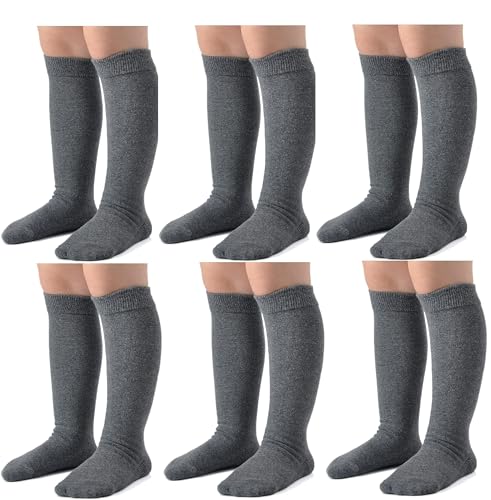 Girls Kids Knee High School Cotton Socks (6 Pairs)