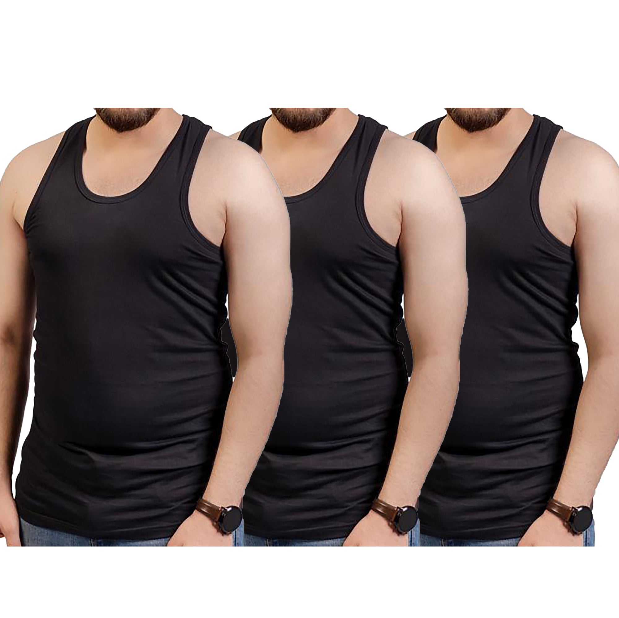 Men Thread Linen Muscle fit vest Pack of 3