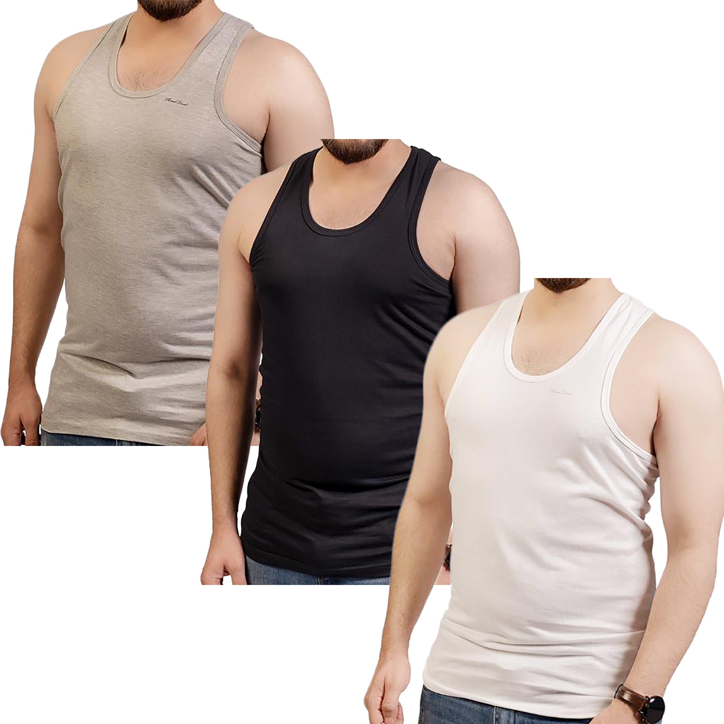 Men Cotton Vests Tank Top Training Gym Plain (Pack of 3)