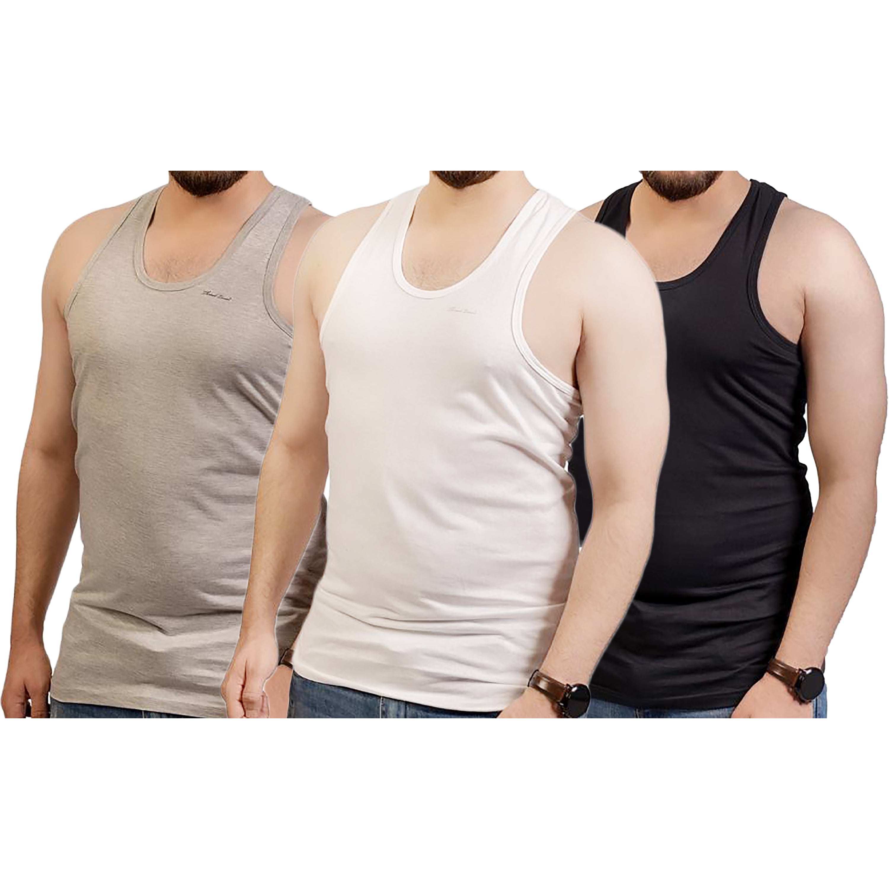 Men Cotton Vests Tank Top Training Gym Plain (Pack of 3)