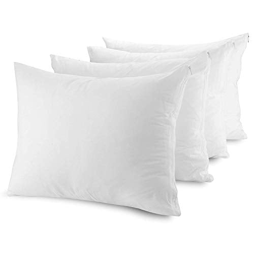 Pillow Protectors Cotton T200 Thread Allergy Control Zip Cases Cover(Pack of 4)