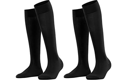 Women's Thermal Knee High Plain Solid Black Socks (Pack of 2)