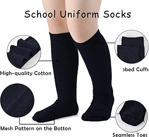 Kids Socks Cotton Knee High Plain Socks (Pack 3 Pairs)