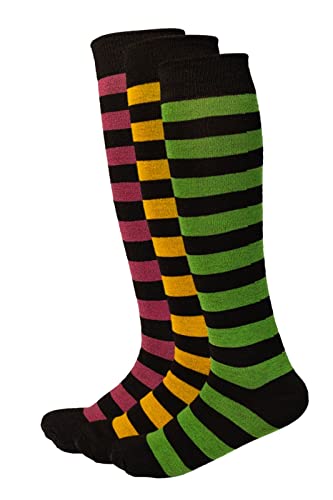 Women's High Performance Multi Colour Stripe Knee High Cotton Socks (3 Pairs)